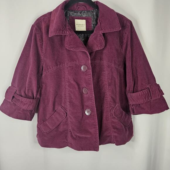 Y2K Cropped Crushed Velveteen Jacket Purple Short Coat Large - Picture 3 of 7